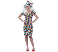 Smiffys Rubik's Cube Costume with Dress & Headband, Officially Licensed Rubiks Cube Fancy Dress, Adult Dress Up Costumes
