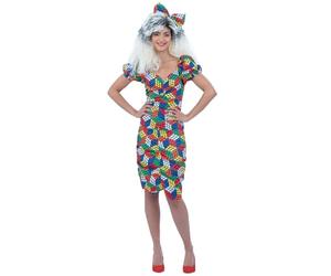Smiffys Rubiks Cube dress and headband, licensed 1980s women’s costume