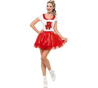 Ladies Sandy Cheerleader Fancy Dress Costume Halloween Dress Up Party Varsity