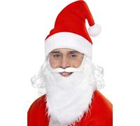 Smiffys Santa Dress Up Kit, White with Beard, Glasses & Hat with Hair, Christmas Fancy Dress Accessory, Santa Dress Up Accessories Halloween