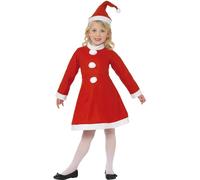 Smiffys Santa Girl Costume, Red with Dress & Hat, Christmas Children's Fancy Dress, Santa Dress Up Costumes