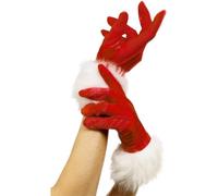 Smiffys Santa Gloves, Red