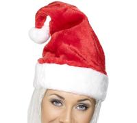 Smiffys Santa Hat, Red Deluxe, Christmas Fancy Dress Accessory, Santa Dress Up Hats Halloween