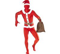 Smiffy's Santa Second Skin Costume and Sack with Concealed Fly under Chin Opening (Large, Red)