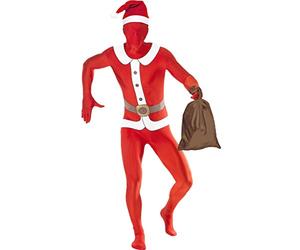 Smiffy's Santa Second Skin Costume and Sack with Concealed Fly under Chin Opening (Large, Red)