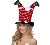 Smiffys Santa Stuck in Chimney Hat, Red , Christmas Fancy Dress Accessory, Santa Dress Up Hats