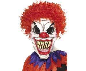 Smiffys Scary Clown Mask, White & Red Overhead, Foam Latex, Halloween Fancy Dress Accessory, Clown Dress Up Masks