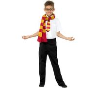 Smiffys Schoolboy Kit, Gold & Red with Scarf, Tie & Glasses, Boys Fancy Dress, Wizard Dress Up Accessories