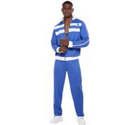 Smiffys Scouser Tracksuit, Blue Zipped Top & Trousers, 1980's Fancy Dress, 1980s Dress Up Costumes