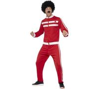 Mens Red Scouser Tracksuit - 80's Eighties Trackies Adults Fancy Dress Costume