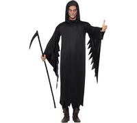 Smiffys Screamer Costume, Black with Gown & Hood, Halloween Adult Fancy Dress, Adult Dress Up Costumes