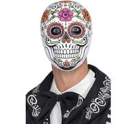 Adult Day Of The Dead Senor Bones Mask Halloween Skeleton Fancy Dress New
