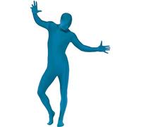 Smiffy's Fancy Dress Second Skin Suit – Blue with Bumbag, Concealed Fly, Under-Chin Opening