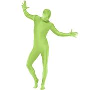 Smiffys Second Skin Suit, Green with Bumbag, Concealed Fly & Under Chin Opening, Second Skin Fancy Dress, Comedy Dress Up Costumes