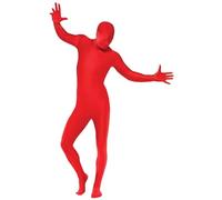 Smiffys Second Skin Suit, Red with Bumbag, Concealed Fly and Under Chin Opening, Second Skin Fancy Dress, Comedy Dress Up Costumes