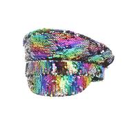Smiffys Sequin Captains Hat, Rainbow, Party & Carnival Fancy Dress, Adult Dress Up Hats