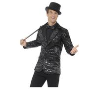 Smiffys Sequin Jacket, Mens, Black , Party & Carnival Fancy Dress, Party Dress Up Costumes