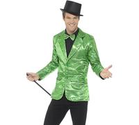 Smiffys Sequin Jacket, Mens, Green , Party & Carnival Fancy Dress, Party Dress Up Costumes