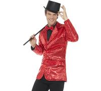 Sequin Jacket Mens Fancy Dress Jazz Celebrity Showtime Silver Adults Costume New