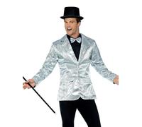 Smiffys Sequin Jacket, Mens, Silver , Party & Carnival Fancy Dress, Party Dress Up Costumes