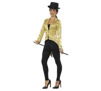 Smiffys Sequin Tailcoat Jacket, Ladies, Gold (Size S)