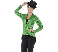 Smiffys Sequin Tailcoat Jacket, Ladies, Green , Party & Carnival Fancy Dress, Party Dress Up Costumes