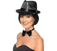 Adult Black Sequin Trilby Hat