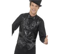 Smiffy's 46961m Sequin Waistcoat (medium) - sequin waistcoat fancy dress cabaret adults costume accessory mens carnival new black disco jacket
