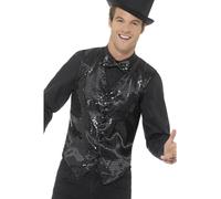 Smiffy's 46961m Sequin Waistcoat (medium) - sequin waistcoat fancy dress cabaret adults costume accessory mens carnival new black disco jacket