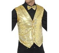 Smiffys Sequin Waistcoat, Gold , Party & Carnival Fancy Dress, Party Dress Up Costumes