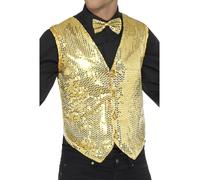 Smiffys Sequin Waistcoat, Gold, Party & Carnival Fancy Dress, Party Dress Up Costumes Halloween