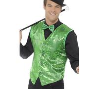 Smiffys Sequin Waistcoat, Green , Party & Carnival Fancy Dress, Party Dress Up Costumes Halloween
