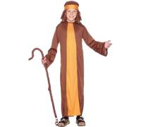 Smiffys Shepherd Costume, Brown with Robe & Headpiece, Christmas Children's Fancy Dress, Child Dress Up Costumes