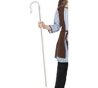 Smiffys Shepherds Extendable Staff, White 150cm/59in, Christmas Fancy Dress Accessory, Xmas Dress Up Accessories