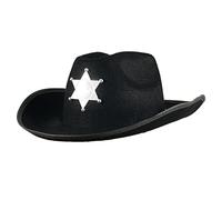 Smiffys Sheriff Hat, Black with Badge, Boys Fancy Dress, Child Dress Up Hats