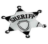 Smiffys Sheriff Star Badge, Silver Metal, 65mm, Cowboys and Indians Fancy Dress, Adult Dress Up Accessories