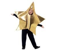 Smiffys Shining Star Costume, Gold - Kids Nativity Fancy Dress Outfit with Star Tabard, Christmas Costume for Boys and Girls up to Age 7, Perfect for School Plays and Festive Celebrations