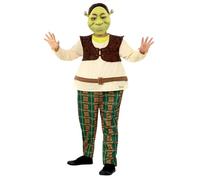 Smiffys Shrek Kids Deluxe Costume, Green with Hooped All In One & EVA Mask, Officially Licensed Shrek Fancy Dress, Child Dress Up Costumes