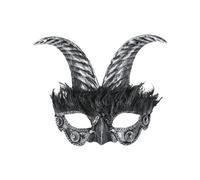 Smiffys 52807 Silver Masquerade Horned Mask, Unisex Adult, Black, One Size