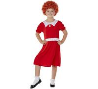 Smiffys Singing Orphan Costume Dress & Wig, Girls Fancy Dress, Child Dress Up Costumes