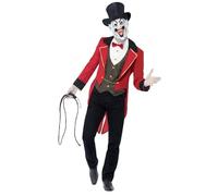 Smiffys Sinister Ringmaster Costume, Red with Jacket, Mock Shirt, Mask & Top Hat, Halloween Cirque Sinister Fancy Dress, Adult Dress Up Costumes