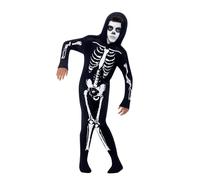 Smiffys Skeleton Costume Hooded All in One, Fancy Dress, Toddler Dress Up Costumes