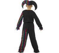 Smiffys Skeleton Jester Costume, Multi-Coloured with Top, Trousers & Hat, Halloween Child Fancy Dress, Jester Dress Up Costumes