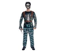 Smiffys Skeleton Pirate Captain Mens Fancy Dress Costume, Size X Large