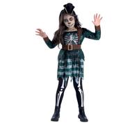 Girls Skeleton Pirate Maiden Costume Dress Belt Hat Kids Halloween Fancy Dress