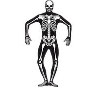 Smiffy's Skeleton Second Skin Costume, Glow-in-the-Dark, Concealed Fly & Under-Chin Opening - Mens