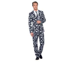 Smiffys Skeleton Suit, Black & White with Jacket, Trousers & Tie, Stand Out Suits Fancy Dress, Skeleton Dress Up Costumes