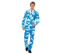 Smiffys Sky High Suit, Blue with Jacket, Trousers and Tie, Stand Out Suits Fancy Dress, Comedy Dress Up Costumes