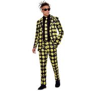 Smiffys Smiley Stand Out Suit, Yellow & Black with Jacket, Trousers & Tie, Officially Licensed Smiley Fancy Dress, Adult Dress Up Costumes