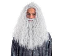 Smiffys Sorcerer/Wizard Wig & Beard Set, White, Adult Fancy Dress, One Size